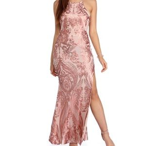 Sequins rose gold dress